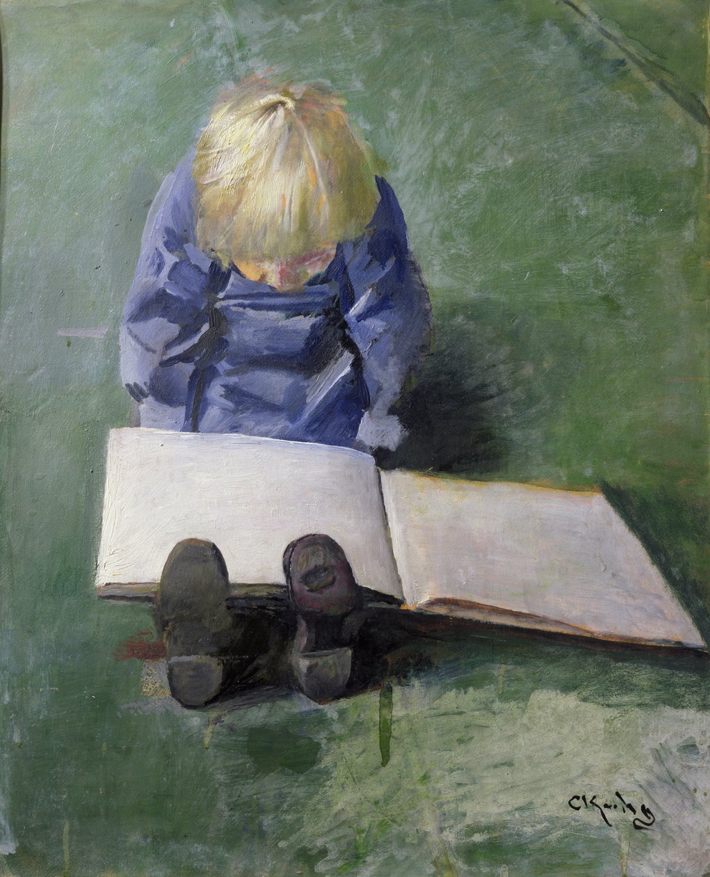 Kis Ebbe olvas alkotó: Christian Krohg