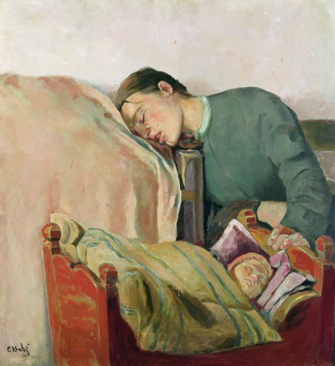 Anya és gyermeke (olaj, vászon) alkotó: Christian Krohg