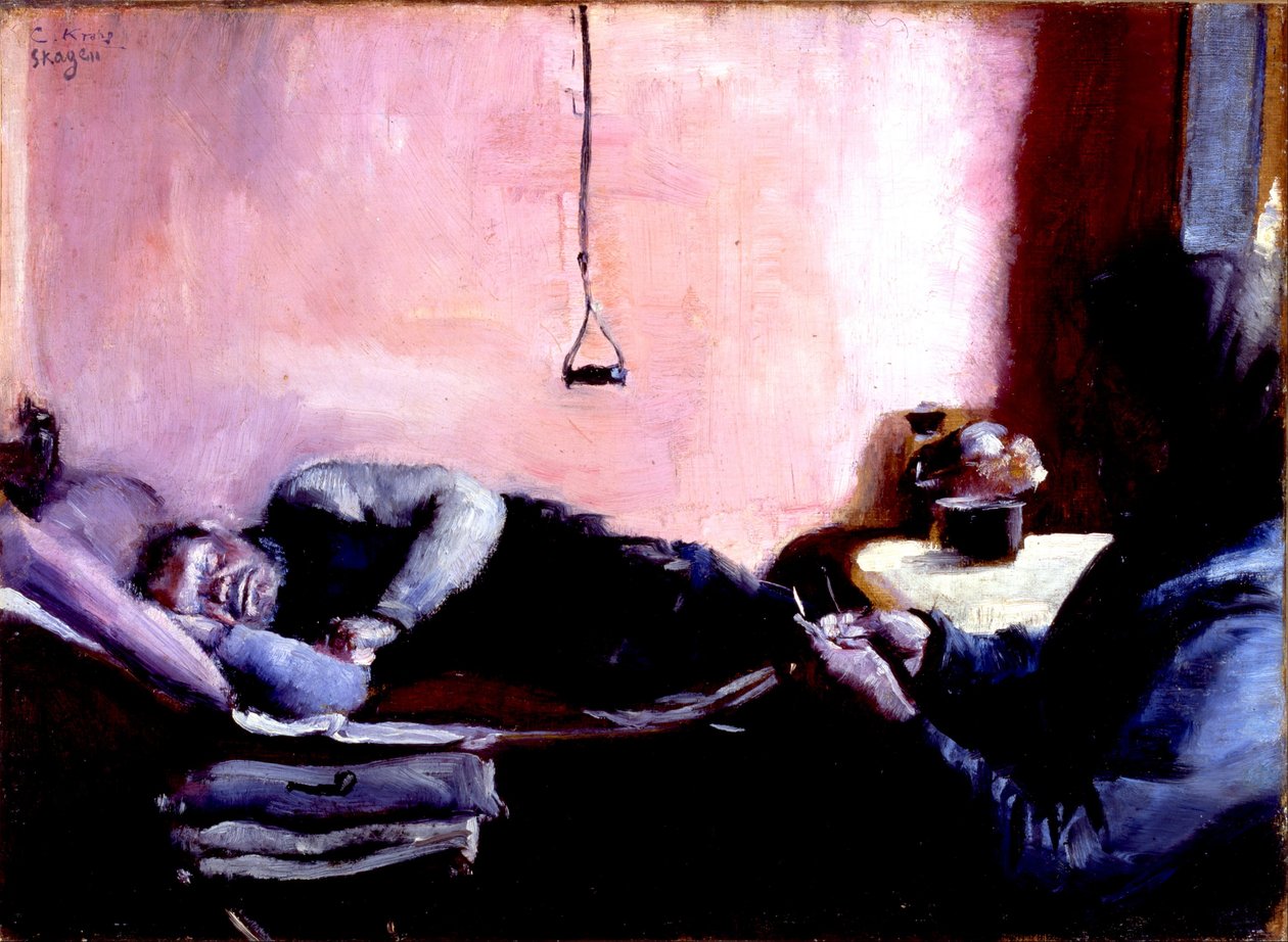 Niels Gaihede délutáni szunyókálása alkotó: Christian Krohg