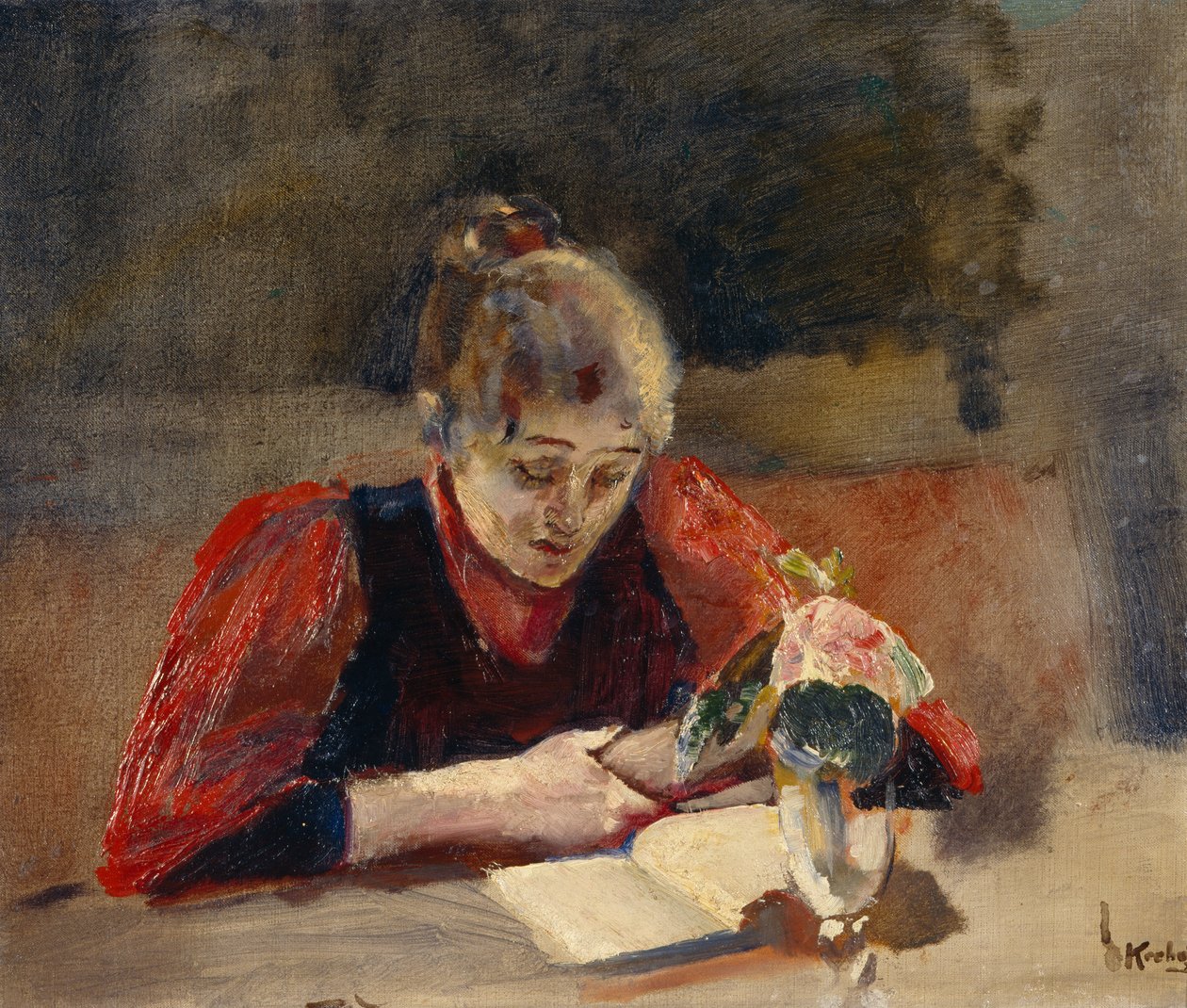 Oda ül és olvas alkotó: Christian Krohg