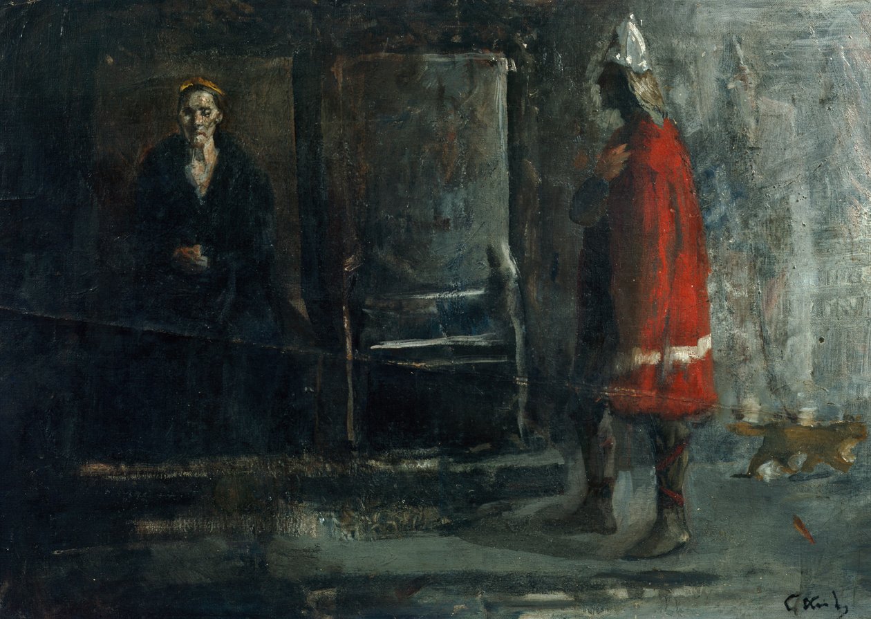 Gunnhild királynő üzenetet kap Erik Erikssønen haláláról alkotó: Christian Krohg