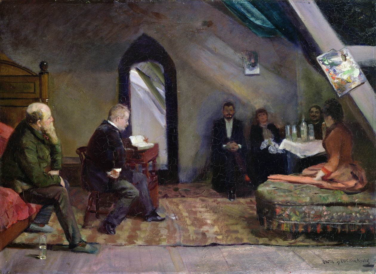 Olvasás a stúdióban alkotó: Christian Krohg