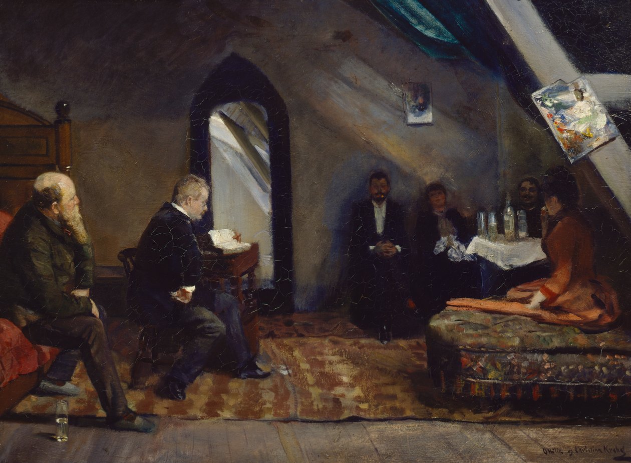 Olvasás a stúdióban alkotó: Christian Krohg