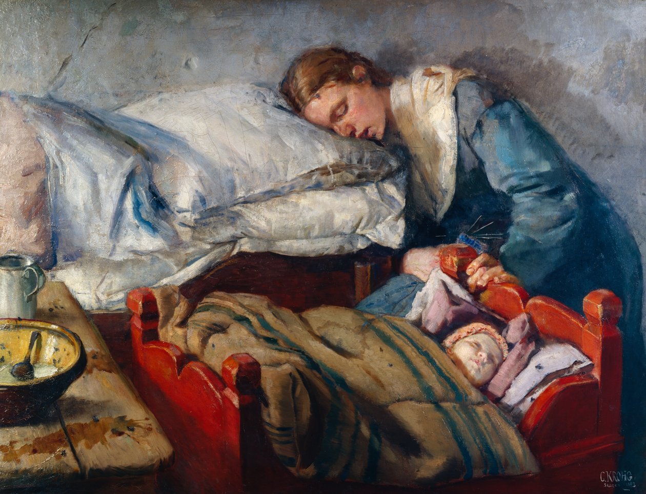 Alvó anya alkotó: Christian Krohg