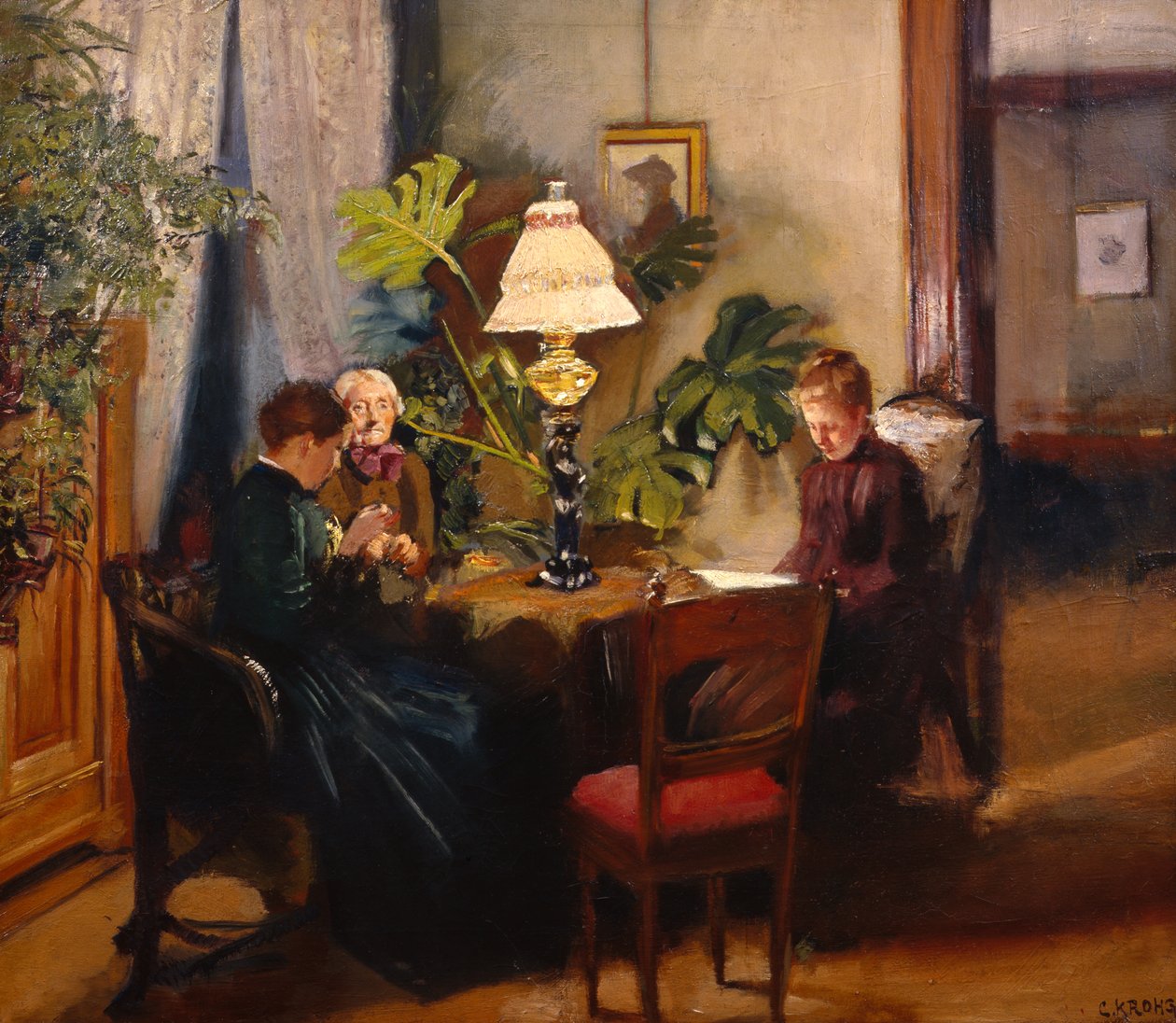 A nagynéni és a nővérek Helene és Amalie alkotó: Christian Krohg