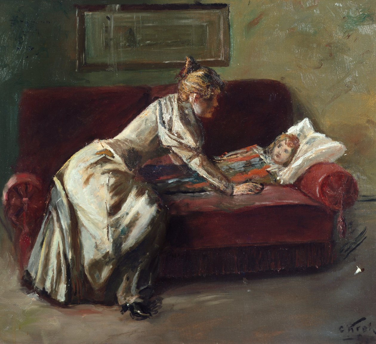 A beteg gyermek (festmény) alkotó: Christian Krohg