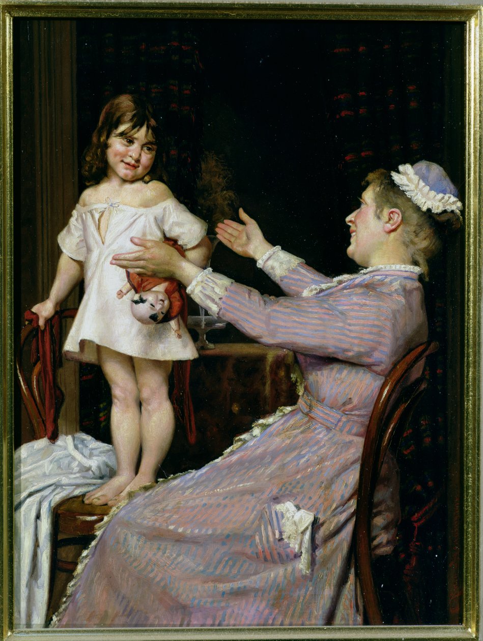 Kislány babával és ápolónőjével, 1896 alkotó: Christian Pram Henningsen