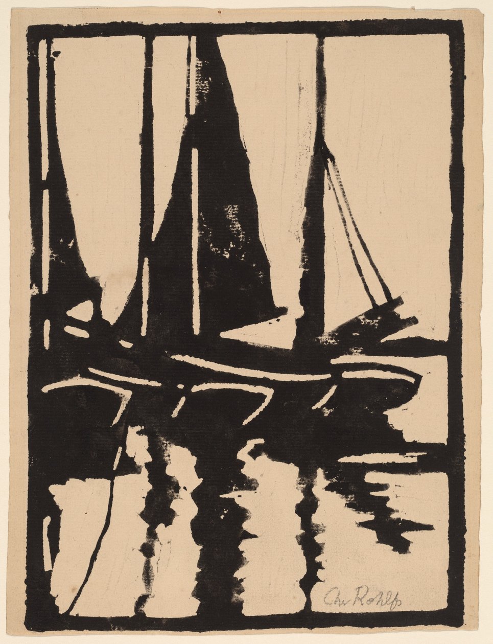 Vitorlások a kikötőben, 1905-1910. alkotó: Christian Rohlfs