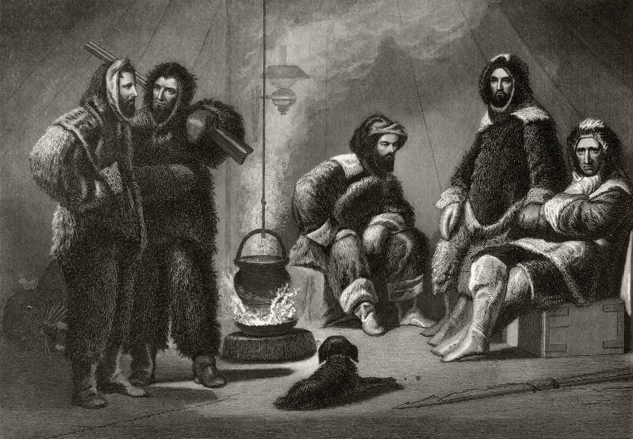 Élet a dandárban, J. McGoffin metszete a „Arctic Explorations in the Years 1853, 54, 55” I. kötetéből, doktor Elisha Kent Kane (1820-57), Philadelphia, 1856 alkotó: Christian Schussele