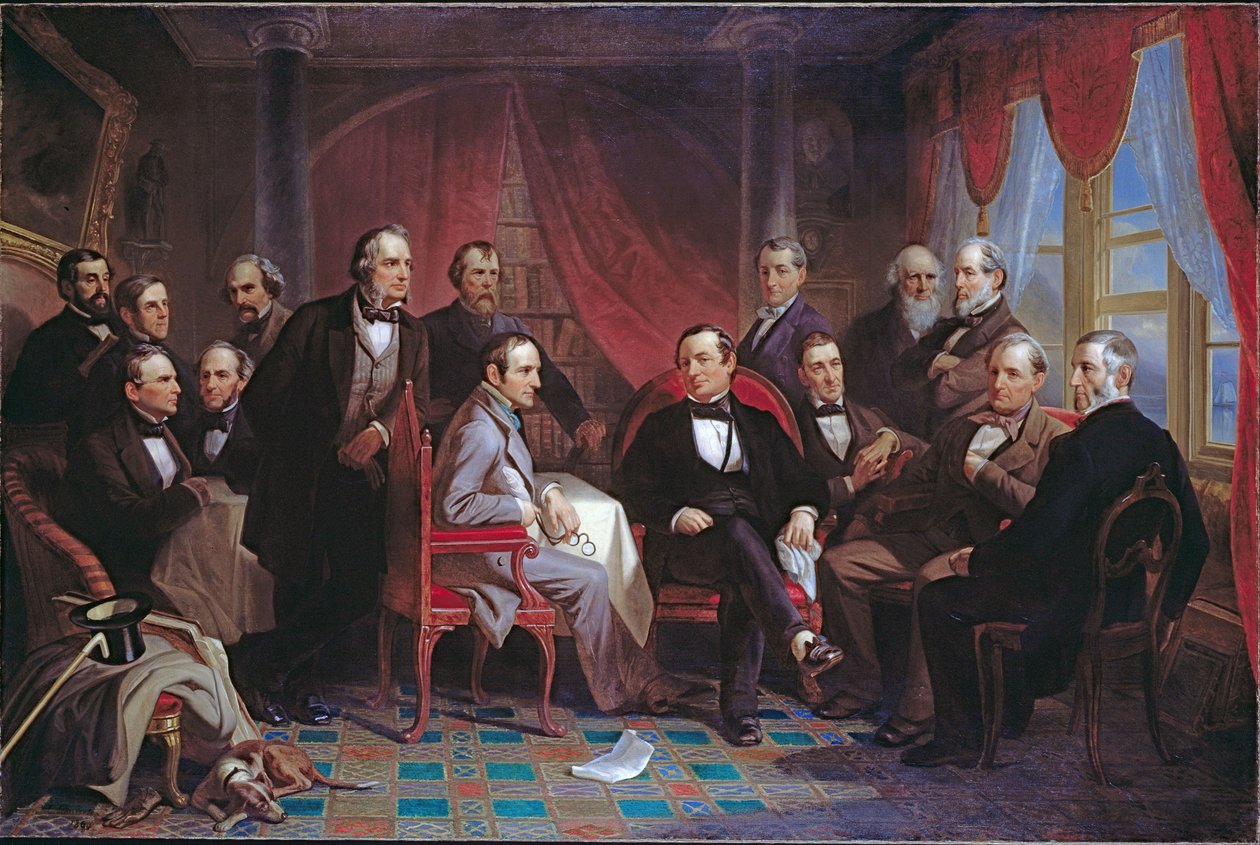 Washington Irving és irodalmi barátai Sunnyside-ban alkotó: Christian Schussele