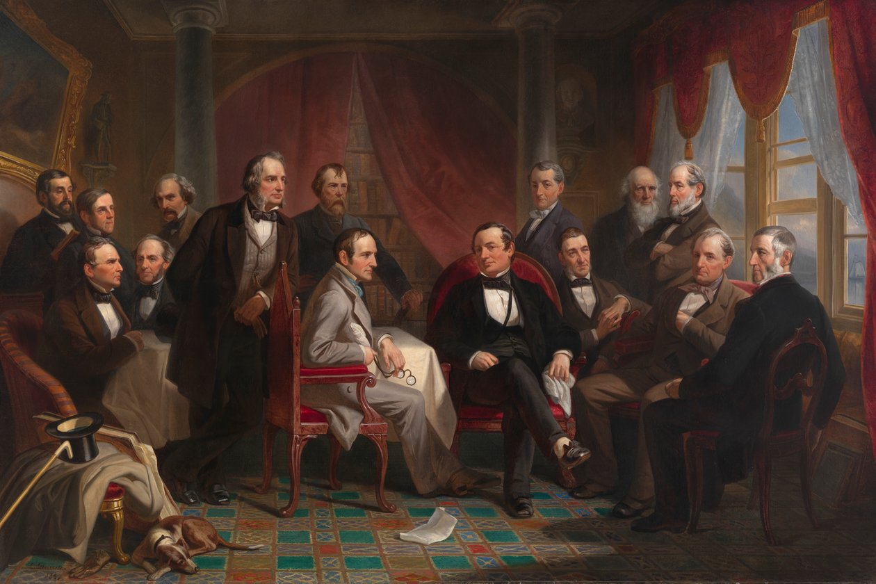 Washington Irving és irodalmi barátai Sunnyside-ban, 1864. alkotó: Christian Schussele