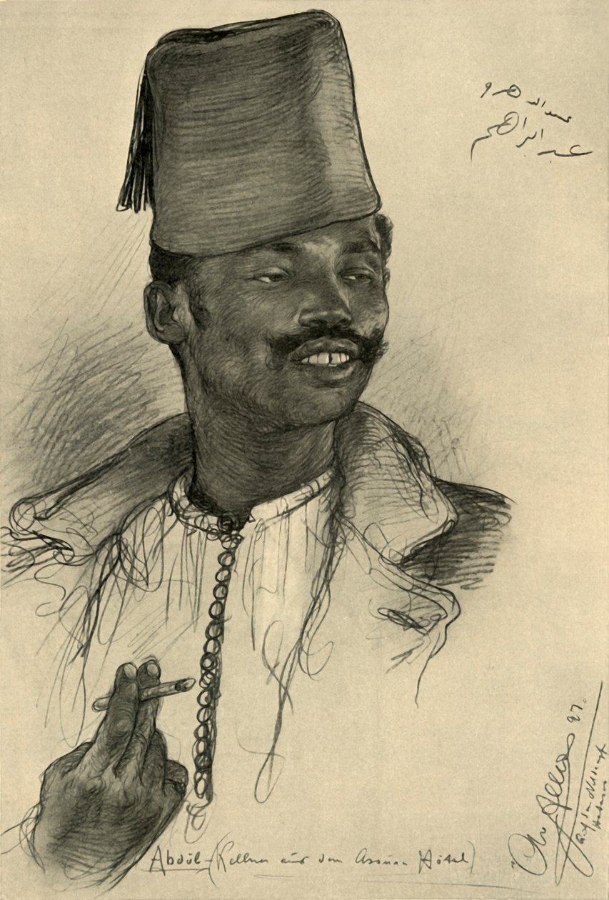 Abdul, pincér az Aswan Hotelben, Egyiptom, 1898. alkotó: Christian Wilhelm Allers