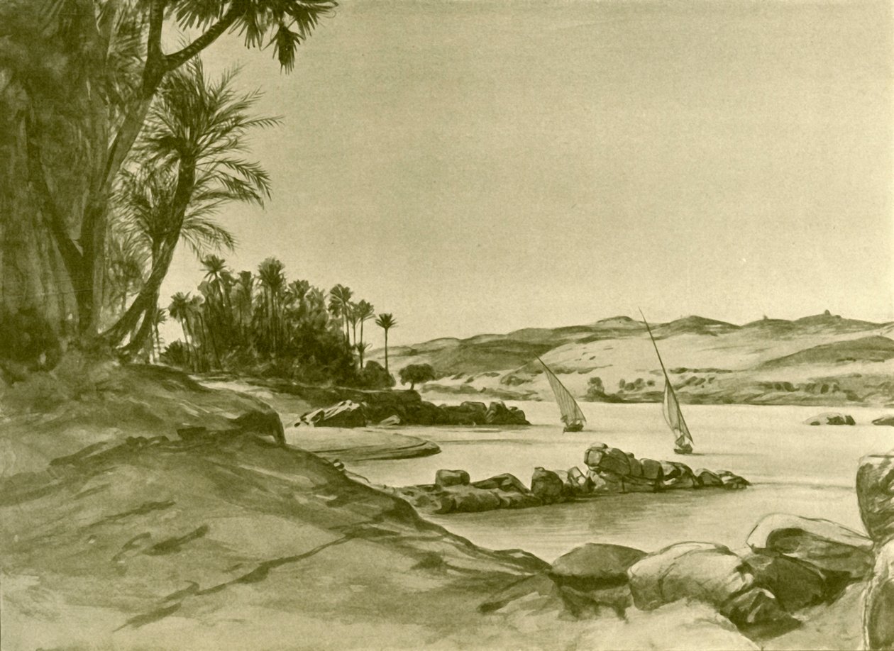 Feluccas a Níluson, Egyiptom, 1898. alkotó: Christian Wilhelm Allers