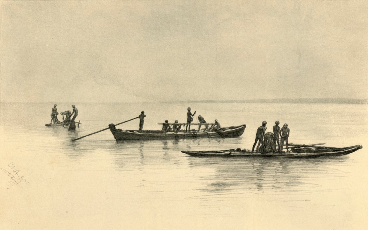 Halászhajók, Ceylon, 1898. alkotó: Christian Wilhelm Allers