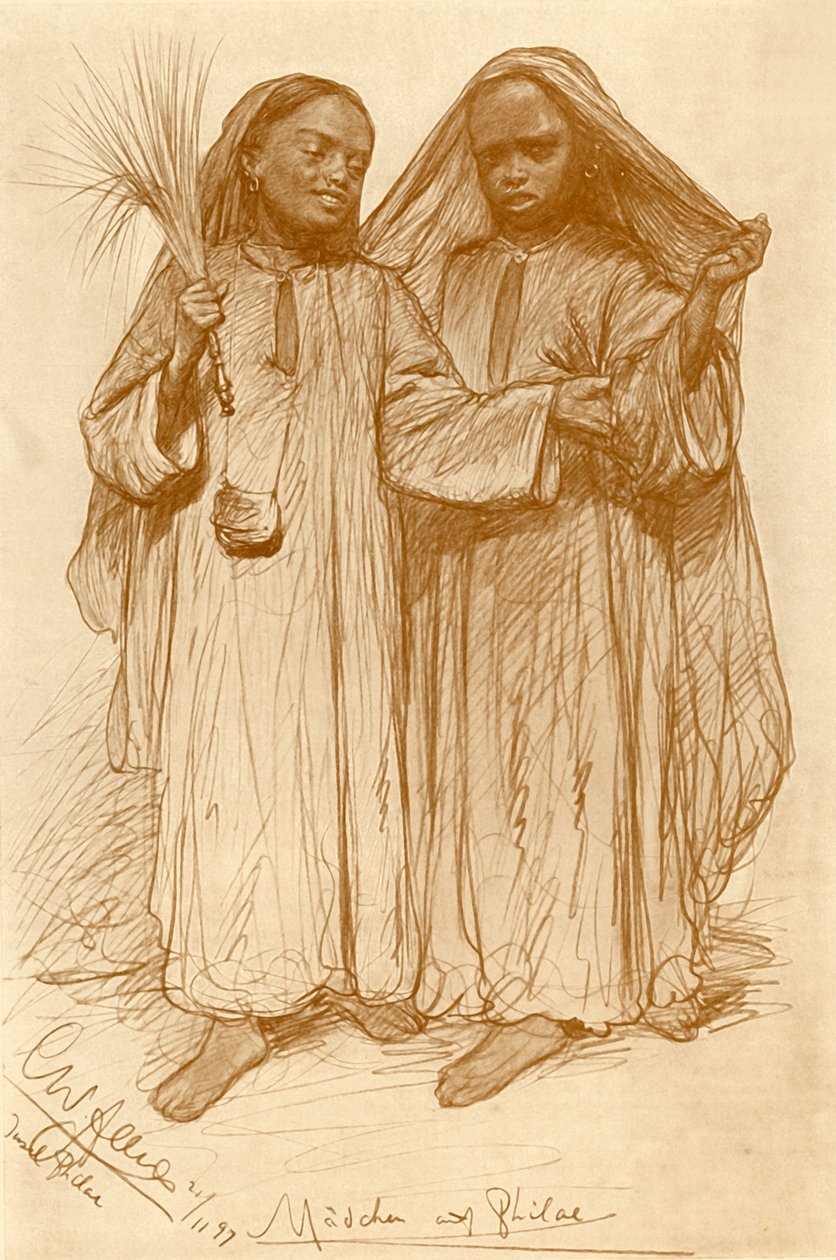 Lányok az egyiptomi Philae-ban, 1898. alkotó: Christian Wilhelm Allers