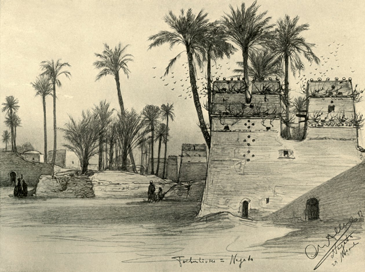 Házak Nagadában, Egyiptomban, 1898. alkotó: Christian Wilhelm Allers