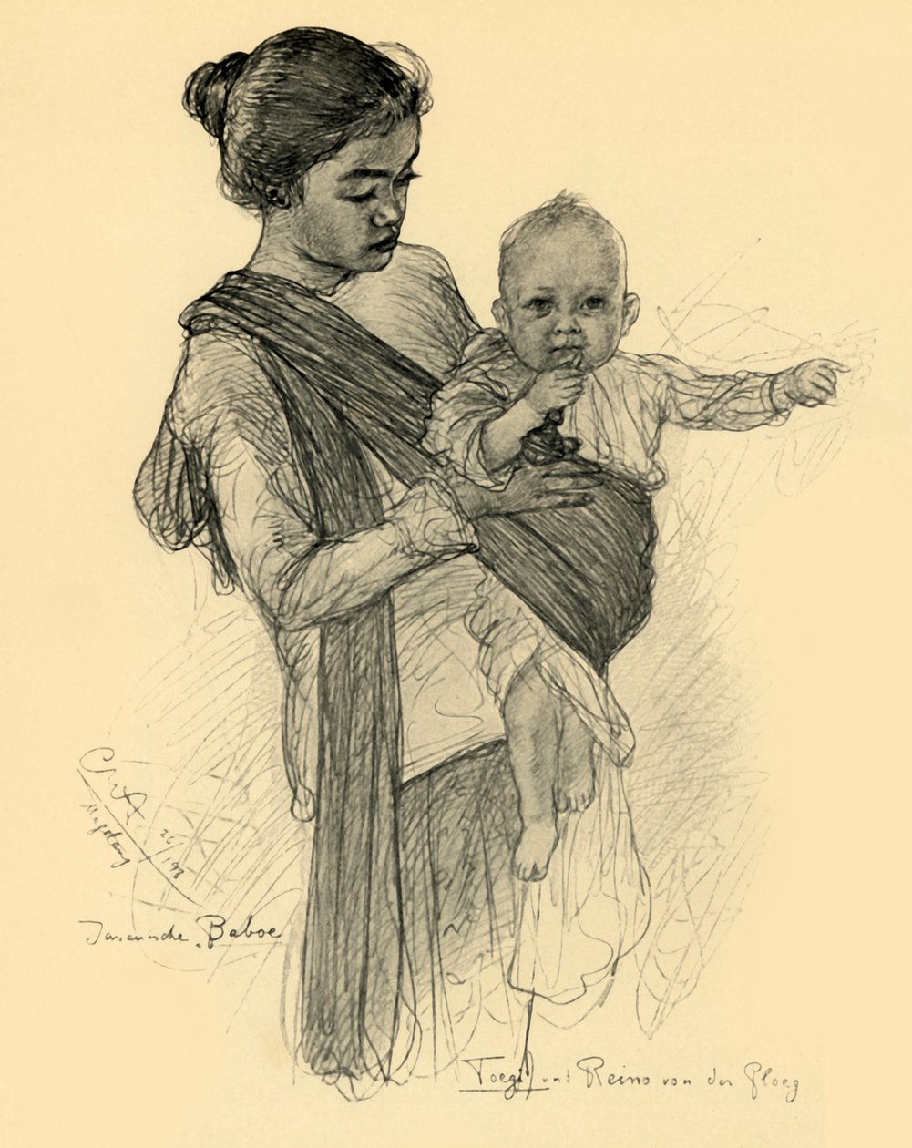 Jávai dada európai babával, Magalang, 1898. alkotó: Christian Wilhelm Allers