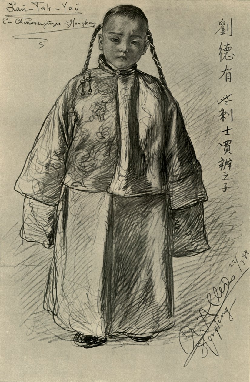 Lan-Tak-Yau – kínai fiú, Hongkong, 1898. alkotó: Christian Wilhelm Allers