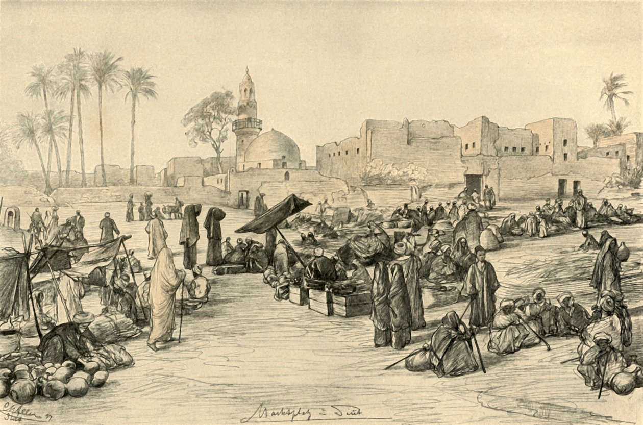 Piactér, Asyut, Egyiptom, 1898. alkotó: Christian Wilhelm Allers