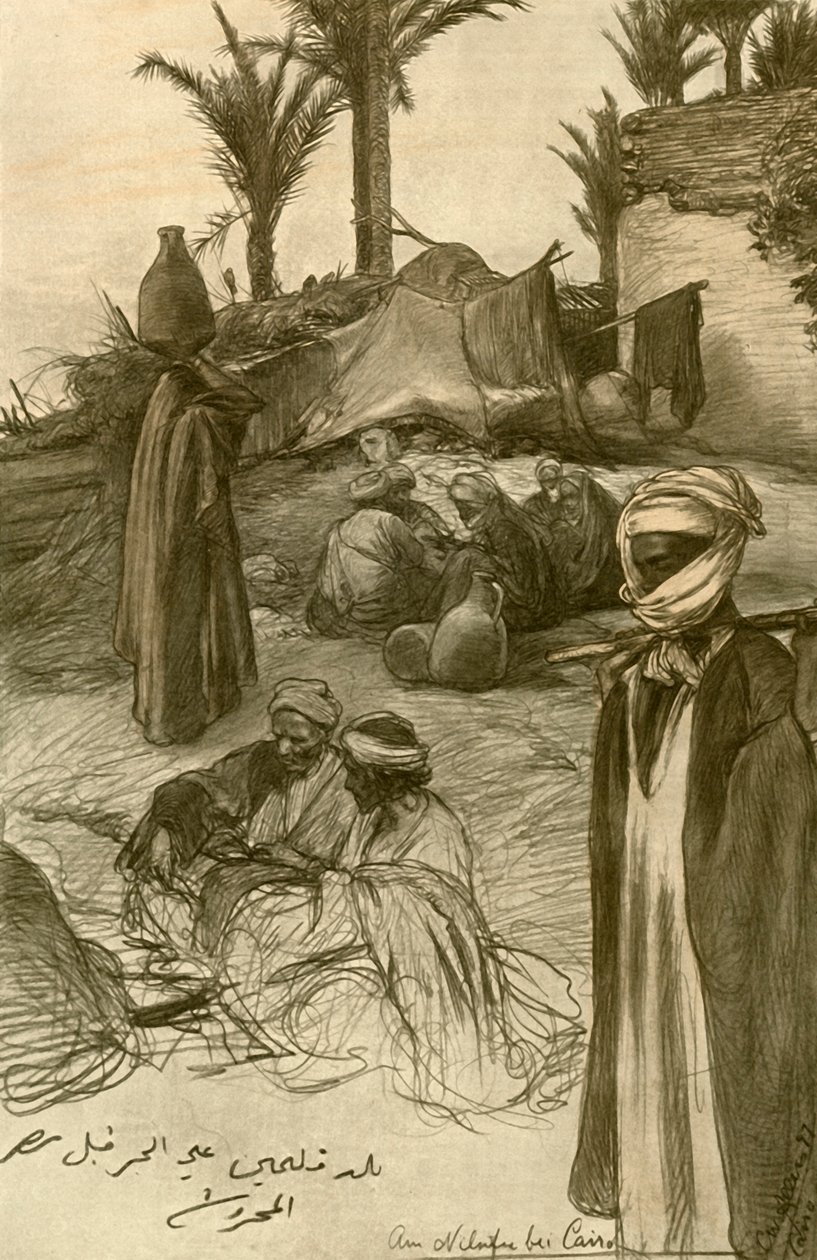 A Nílus partján Kairóban, 1898. alkotó: Christian Wilhelm Allers