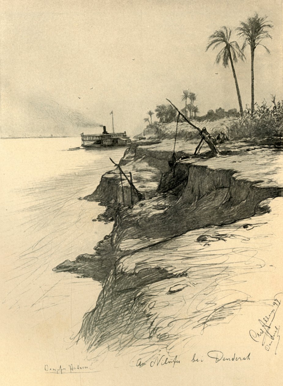 A Nílus partján, Denderában, Egyiptomban, 1898. alkotó: Christian Wilhelm Allers