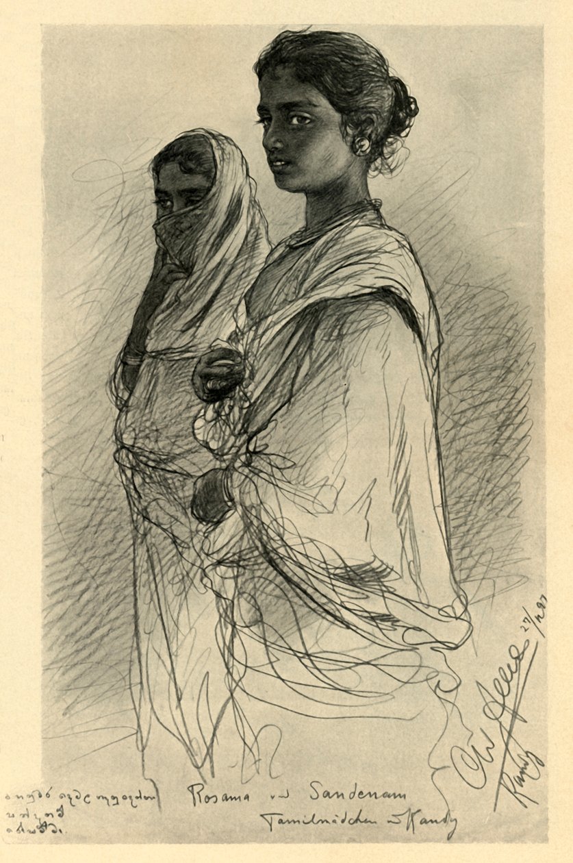 Rosama és Sandenam, tamil lányok, Kandy, Ceylon, 1898. alkotó: Christian Wilhelm Allers