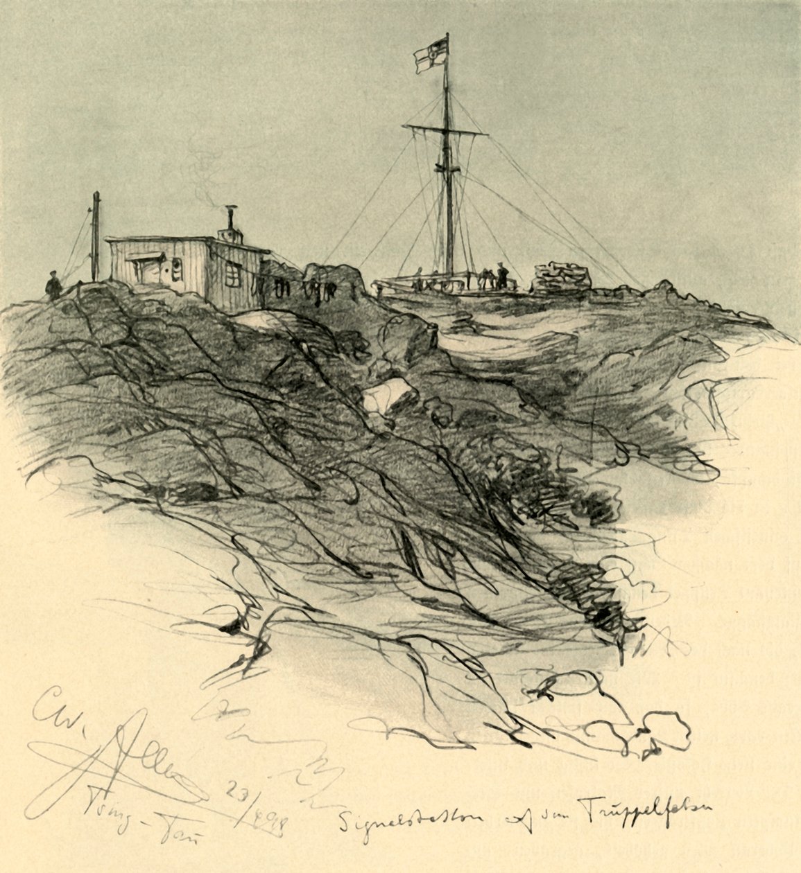 Jelzőállomás, Tsingtao, Kína, 1898. alkotó: Christian Wilhelm Allers