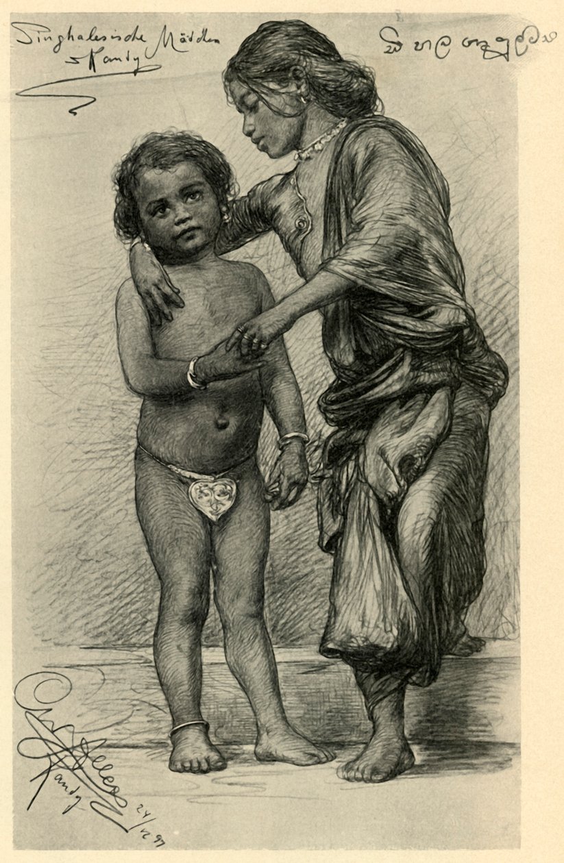 Szingaléz lányok, Kandy, Ceylon, 1898. alkotó: Christian Wilhelm Allers