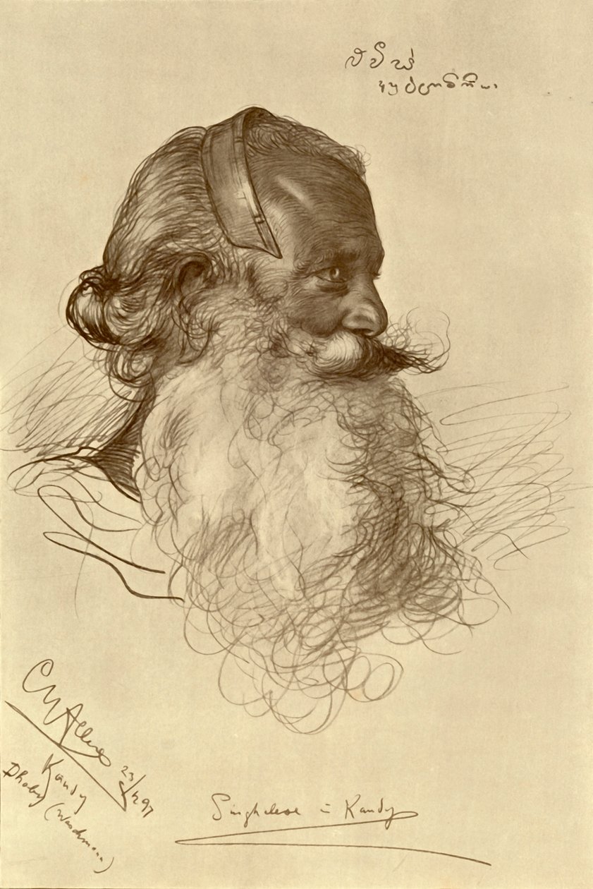 Szingaléz mosó, Kandy, Ceylon, 1898. alkotó: Christian Wilhelm Allers