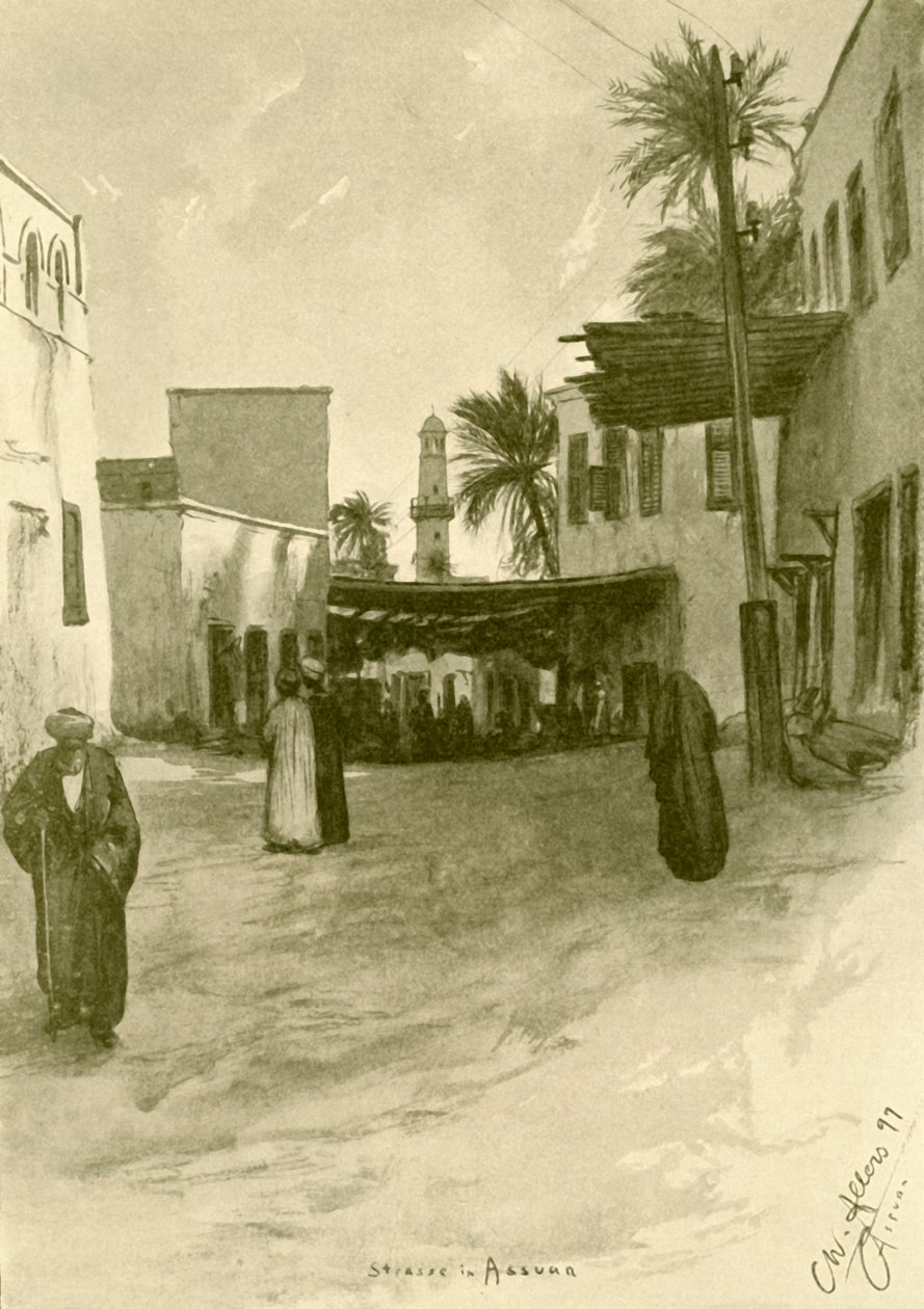 Utca Asszuánban, Egyiptomban, 1898. alkotó: Christian Wilhelm Allers