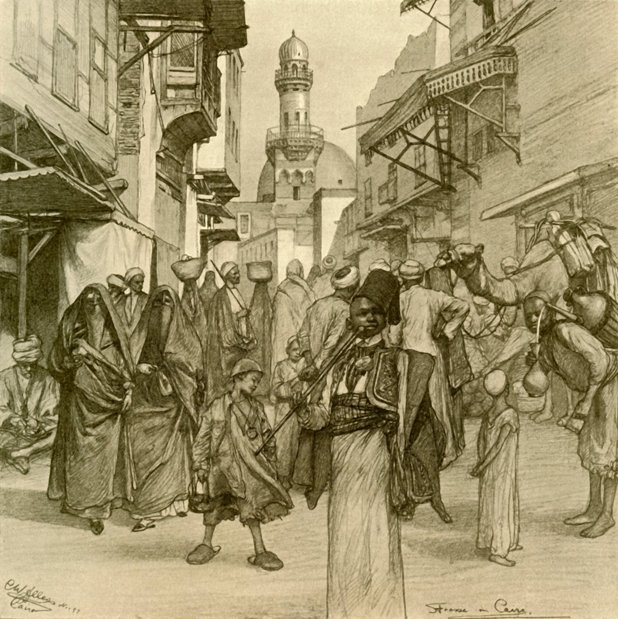 Utca Kairóban, 1898. alkotó: Christian Wilhelm Allers
