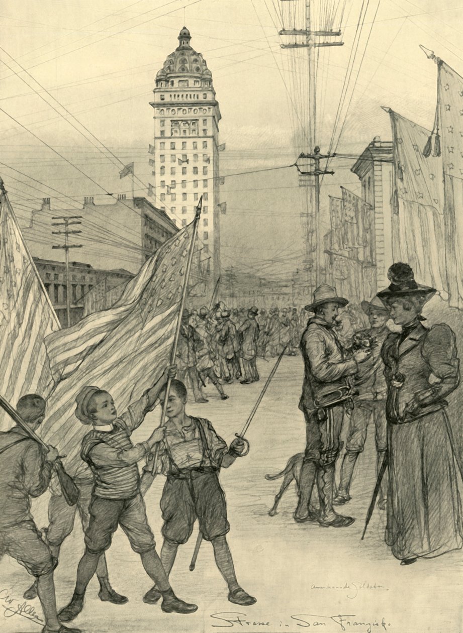 Utcai jelenet San Franciscóban, USA-ban, 1898. alkotó: Christian Wilhelm Allers