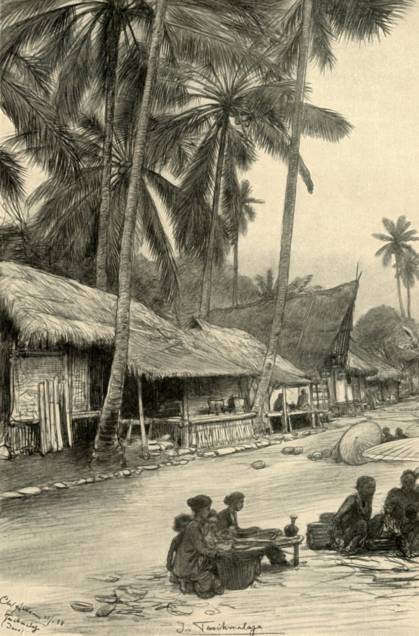 Utcai jelenet Tasikmalayában, Java államban, 1898. alkotó: Christian Wilhelm Allers