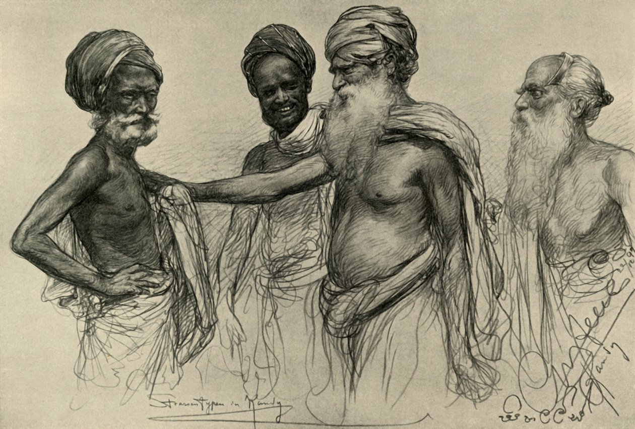 Utcai tanulmányok, Kandy, Ceylon, 1898. alkotó: Christian Wilhelm Allers