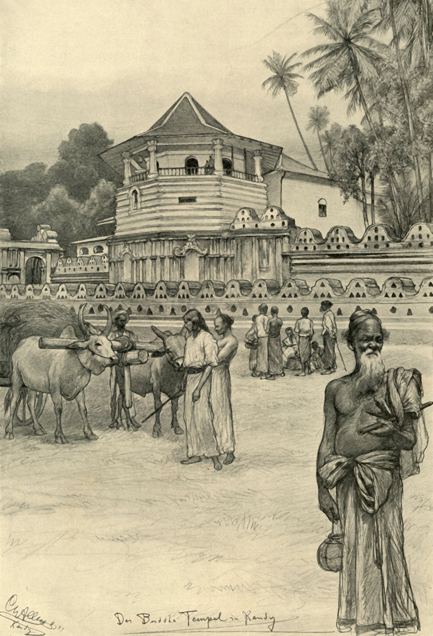 A fog temploma, Kandy, Ceylon, 1898. alkotó: Christian Wilhelm Allers
