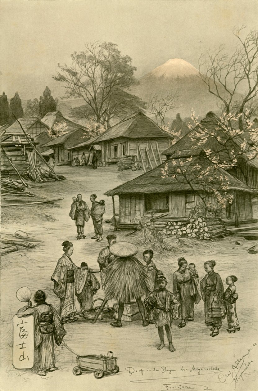 Vige Near is szerencsés t Fuji, Miyanoshita, Japán, 1898. alkotó: Christian Wilhelm Allers