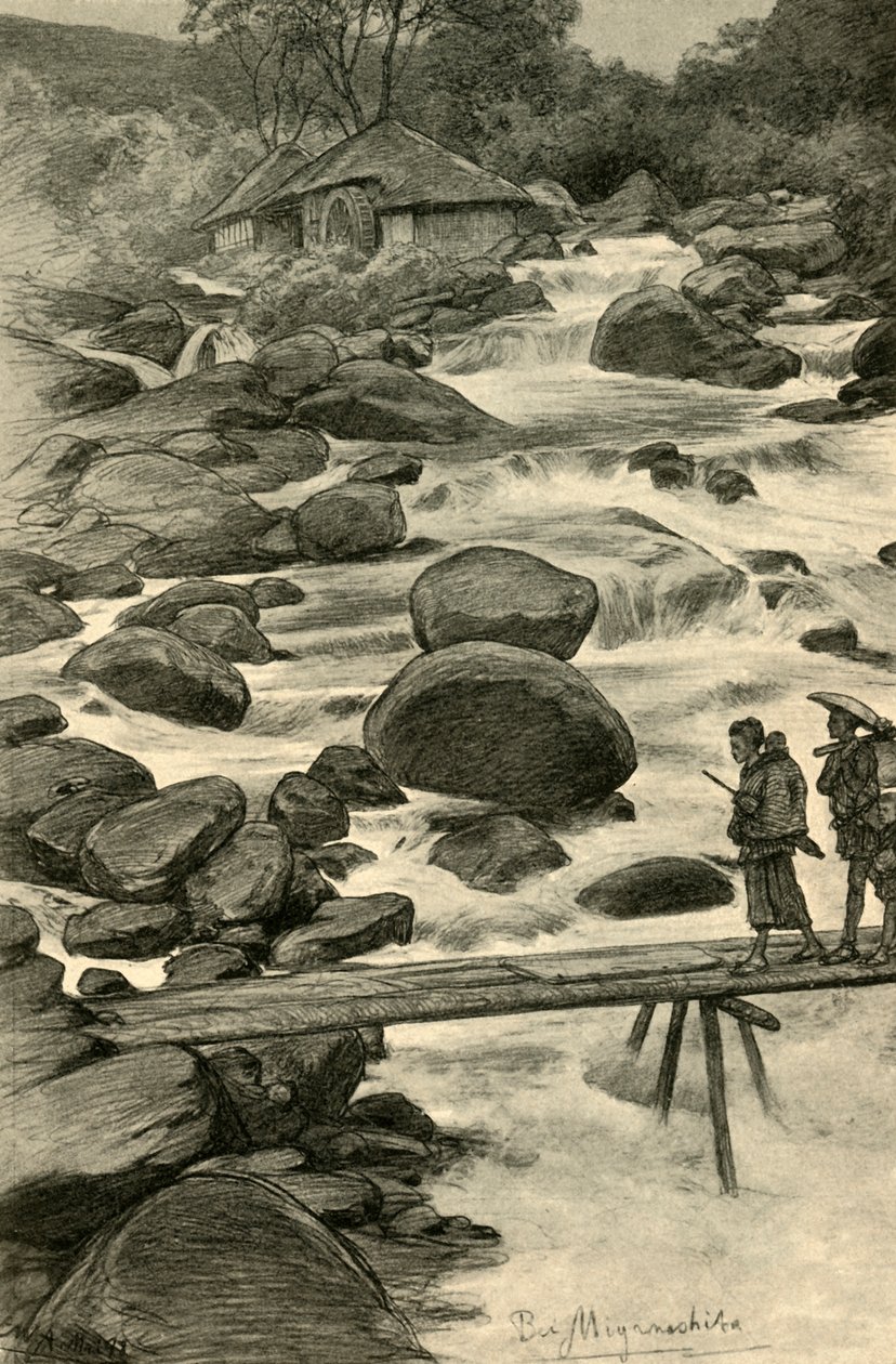 Vízesések Miyanoshitában, Japánban, 1898. alkotó: Christian Wilhelm Allers