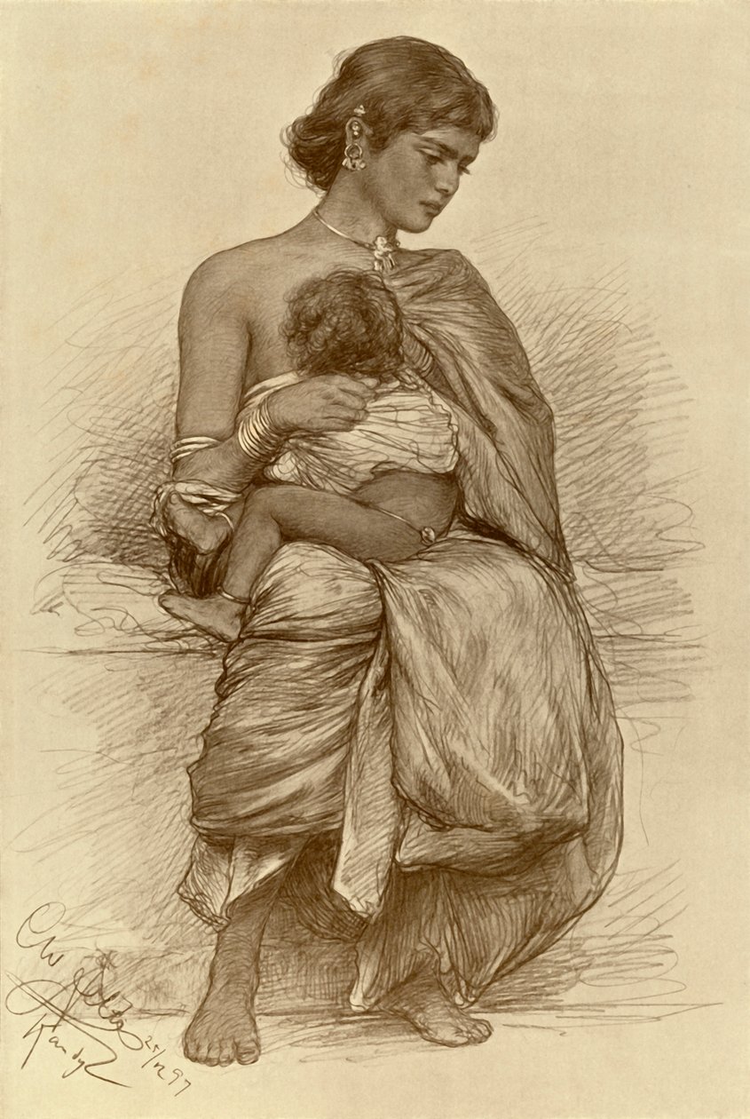 Fiatal anya, Kandy, Ceylon, 1898. alkotó: Christian Wilhelm Allers