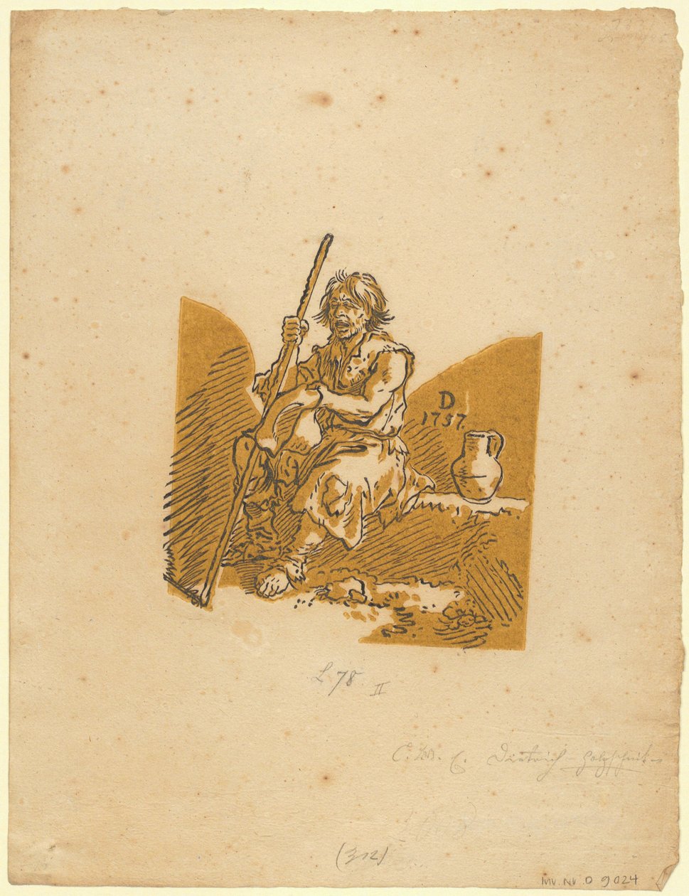 Blinder Bettler alkotó: Christian Wilhelm Ernst Dietrich