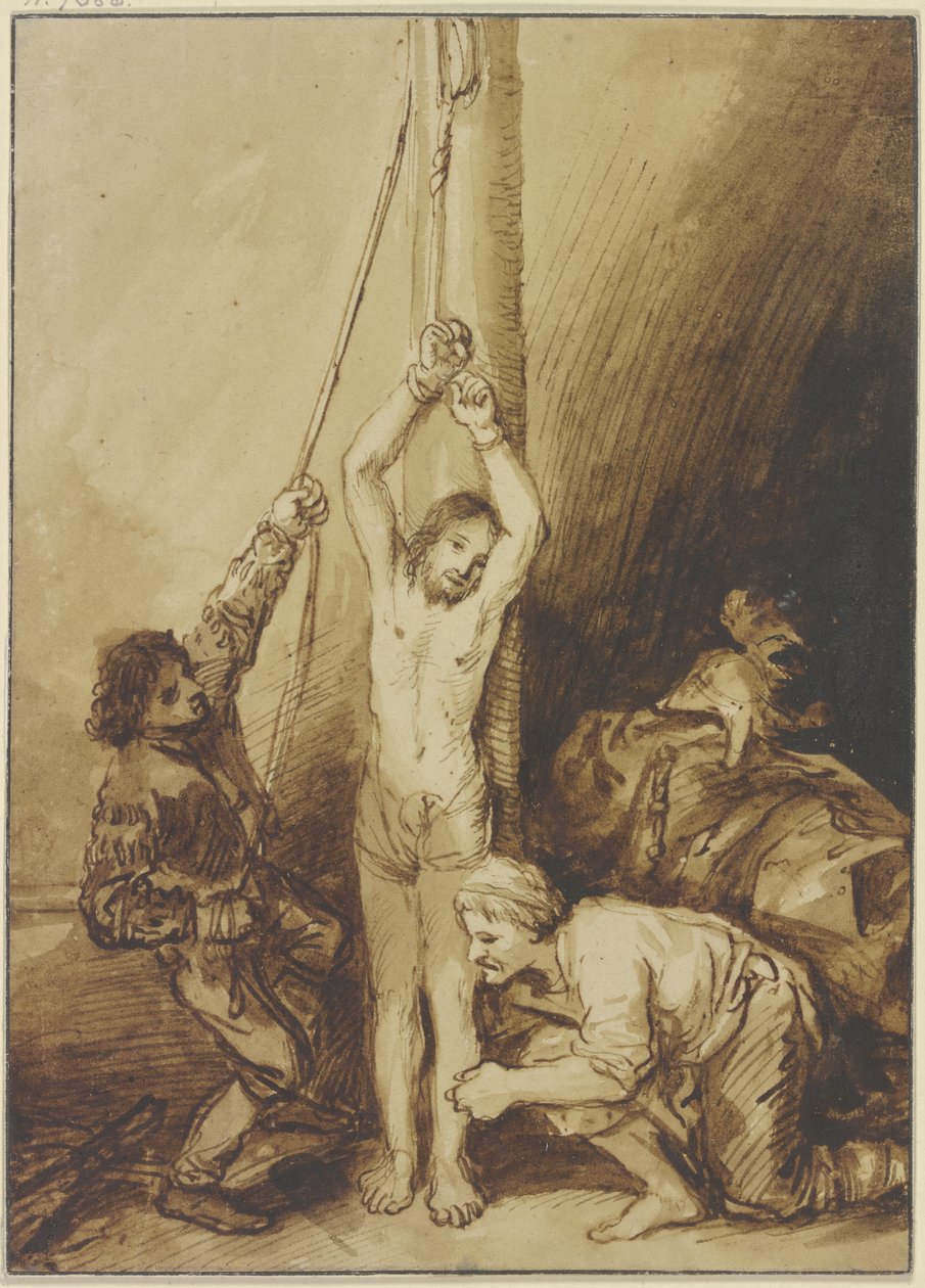 Krisztus a kínzóoszlopnál, Rembrandt stílusában alkotó: Christian Wilhelm Ernst Dietrich