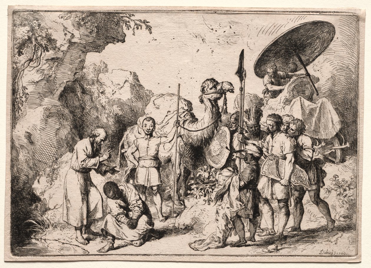 Fülöp diakónus megkereszteli az eunuchot. alkotó: Christian Wilhelm Ernst Dietrich