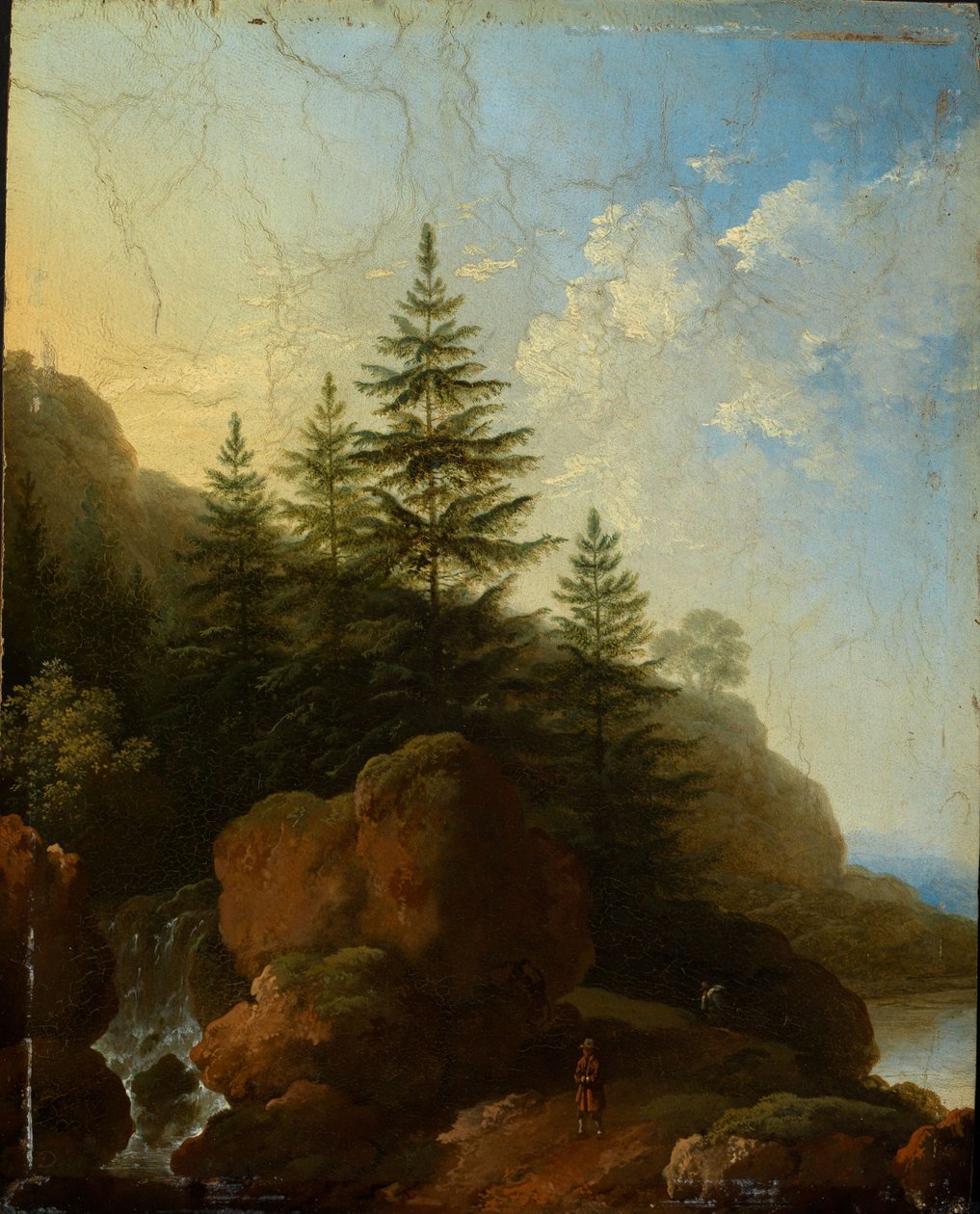 Sziklás hegyvidéki táj vízeséssel alkotó: Christian Wilhelm Ernst Dietrich