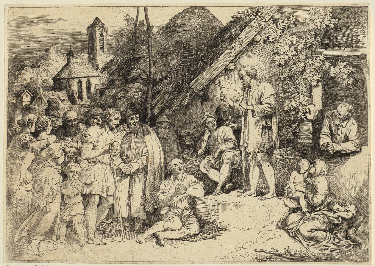 Szent Jakab prédikál egy faluban alkotó: Christian Wilhelm Ernst Dietrich