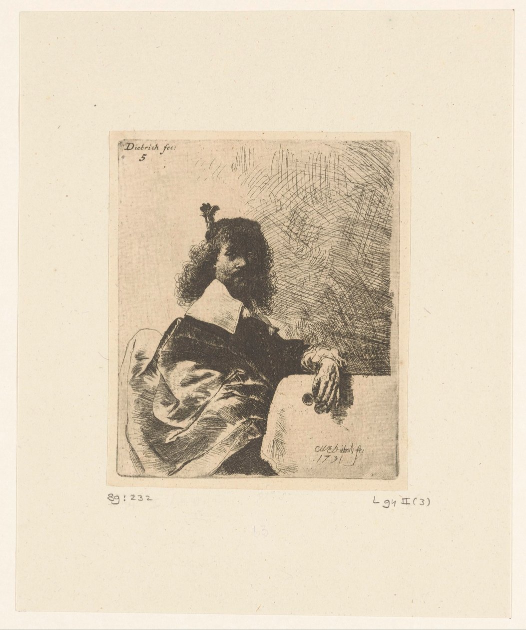 Férfi szemüveggel a kezében alkotó: Christian Wilhelm Ernst Dietrich