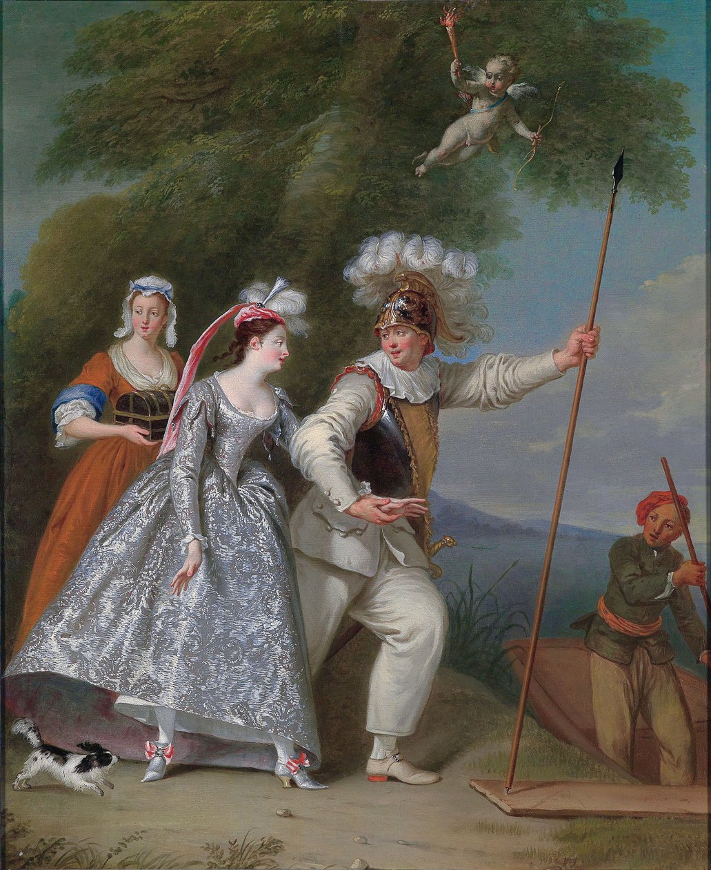Egy elegáns úriember portréja Pierrot szerepében a Szép Heléna megerőszakolása Commedia dell
