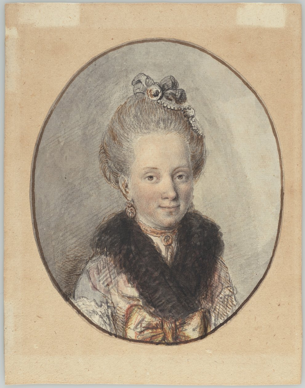 Fiatal nő portréja szőrme gallérral alkotó: Christian Wilhelm Ernst Dietrich