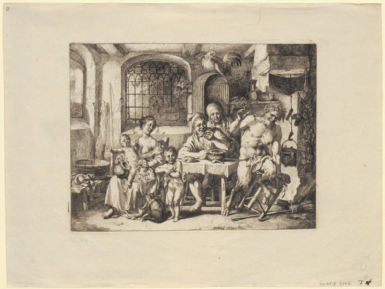 Szatír a parasztházban alkotó: Christian Wilhelm Ernst Dietrich