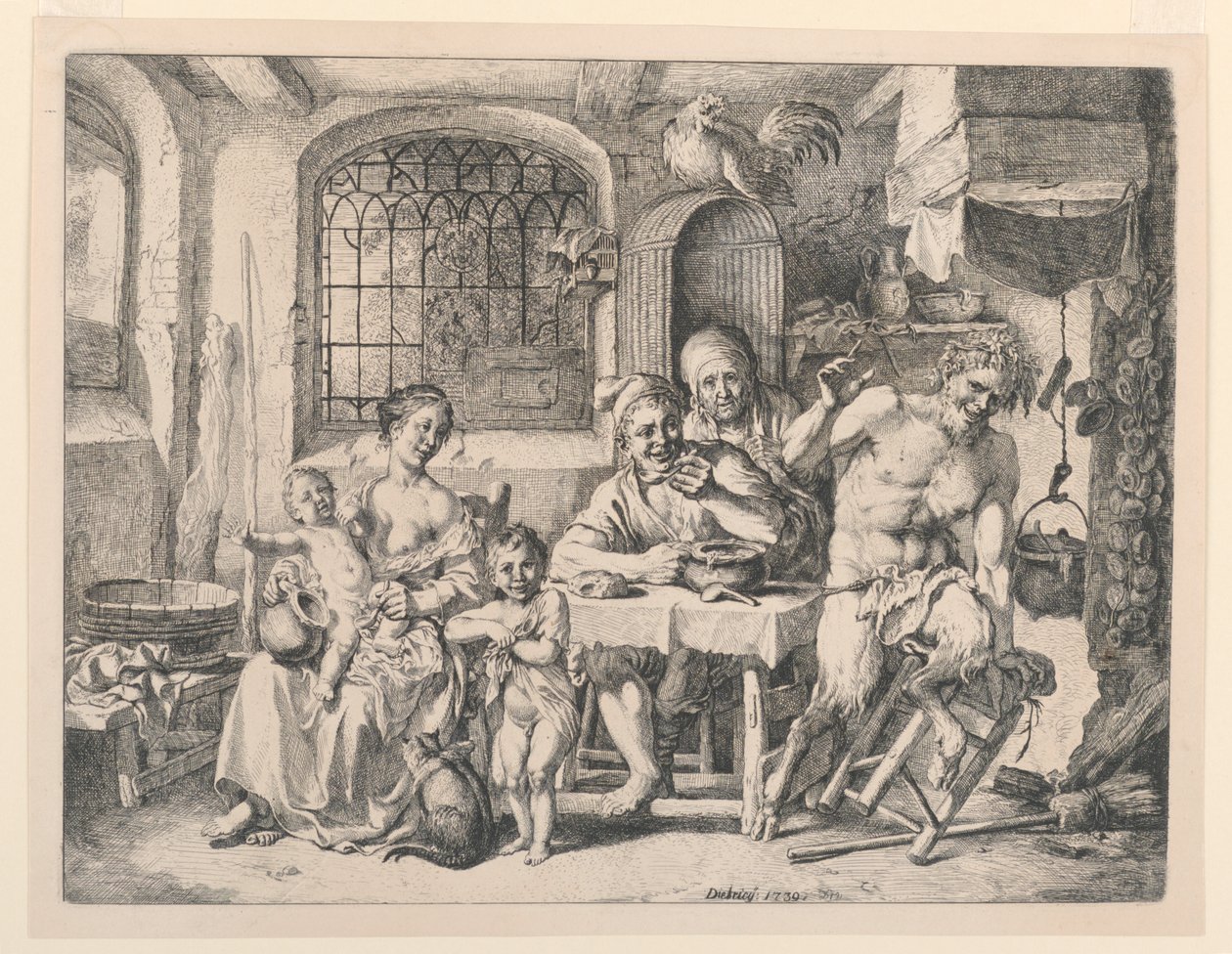 Szatír a parasztházban alkotó: Christian Wilhelm Ernst Dietrich