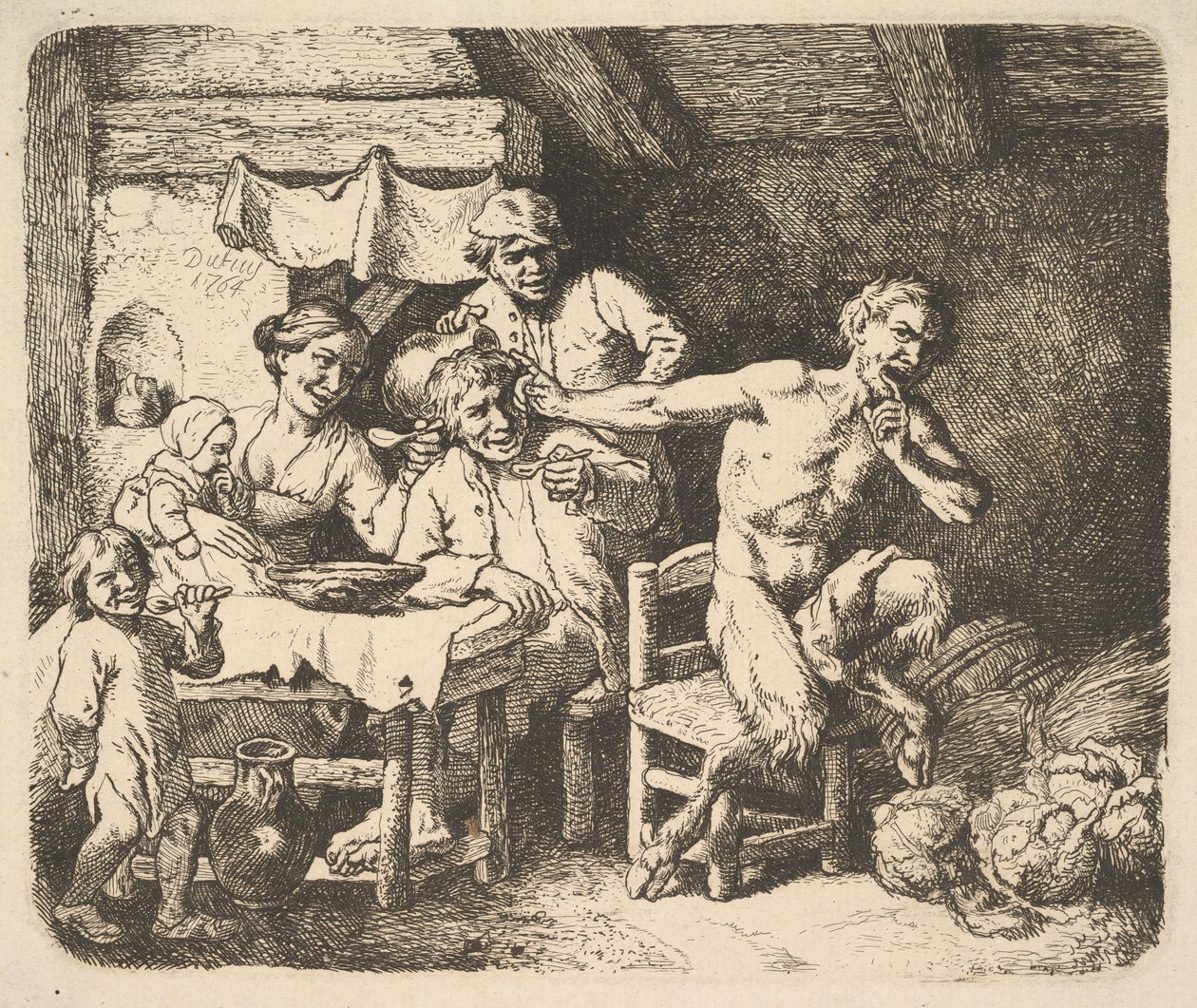 A szatír és a paraszt, 1764. alkotó: Christian Wilhelm Ernst Dietrich