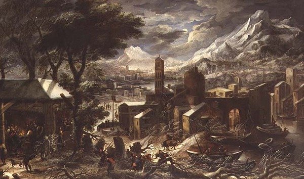 Egy alpesi téli táj alkotó: Christian de (circle of) Koninck